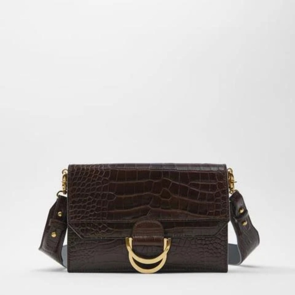 Zara leather animal print crossbody bag (like new)